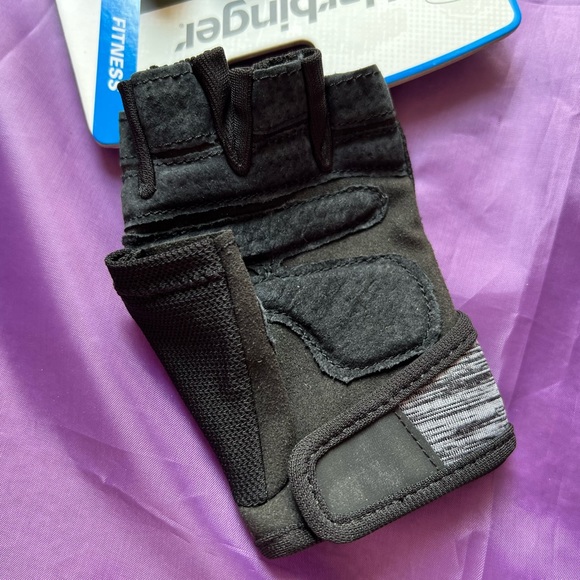 Harbinger Women FlexFit Leather Workout Weightlifting Strength Gloves Pad Grey - Picture 5 of 7